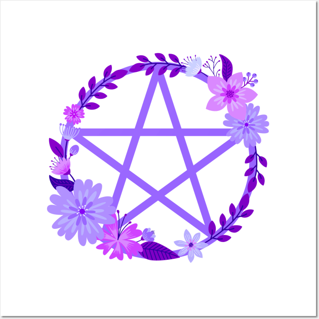 Purple Floral Pentacle Design Cheeky Witch® Wall Art by Cheeky Witch